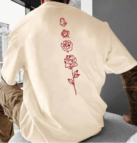 Men's Floral Print Cotton T-Shirt (One Piece)